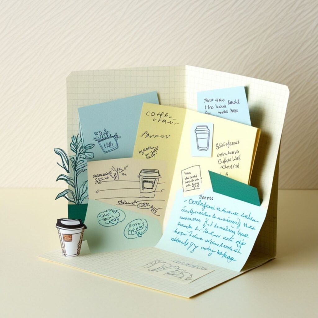 Scattered notes with daily writings